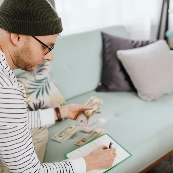 A man working on his budget plan