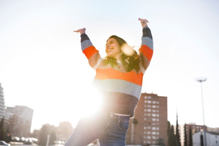 Energetic young girl who naturally boosted her energy levels.